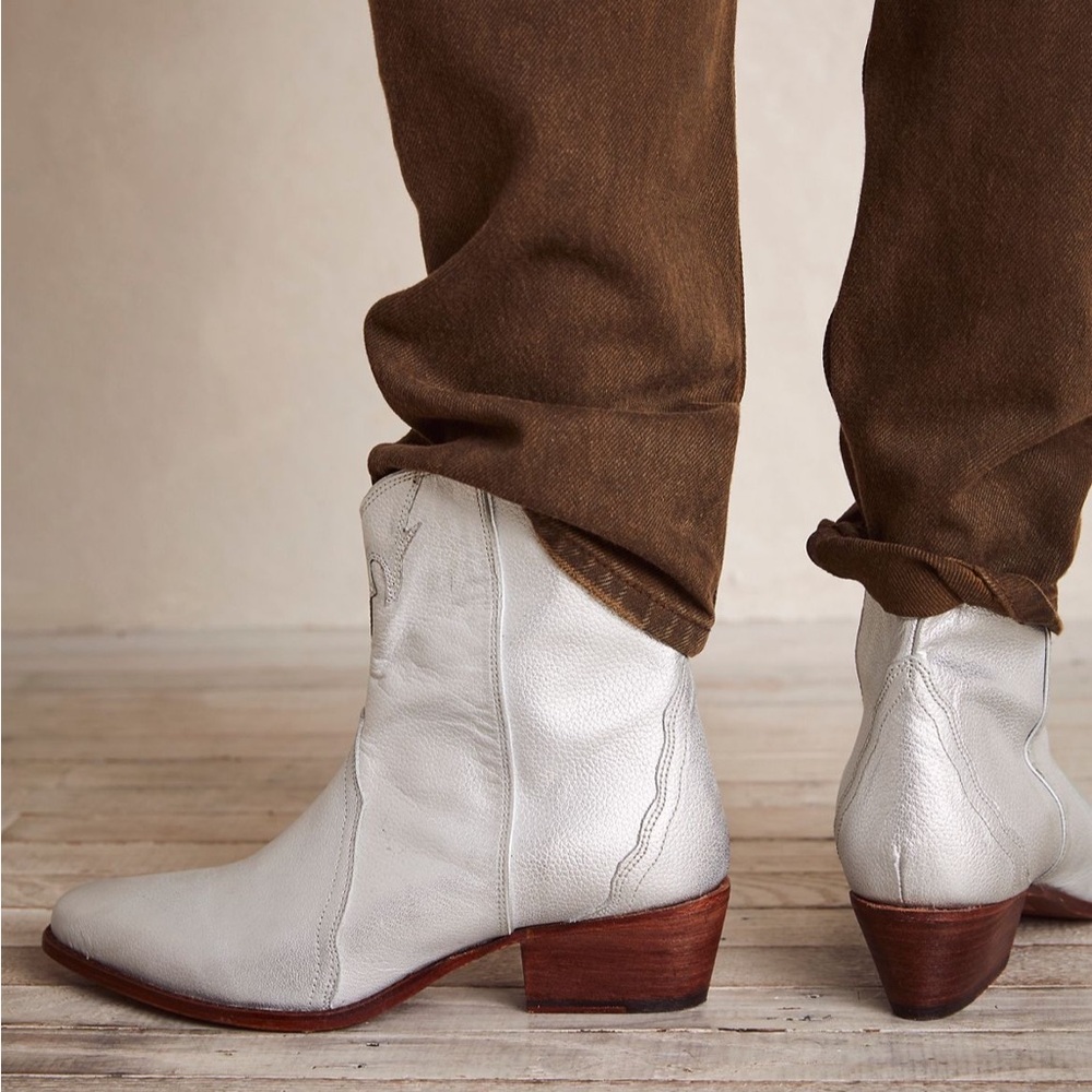 Free people new frontier western boot cowboy boots silver